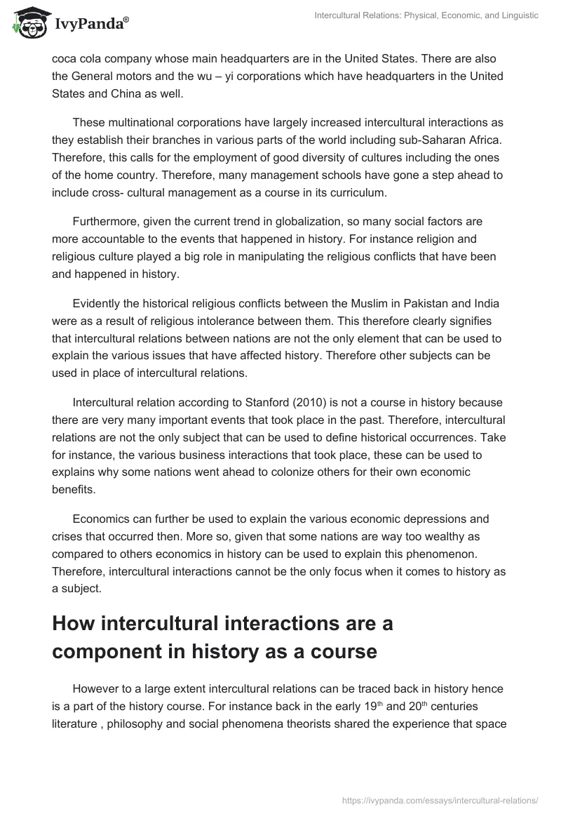 Intercultural Relations: Physical, Economic, and Linguistic. Page 2