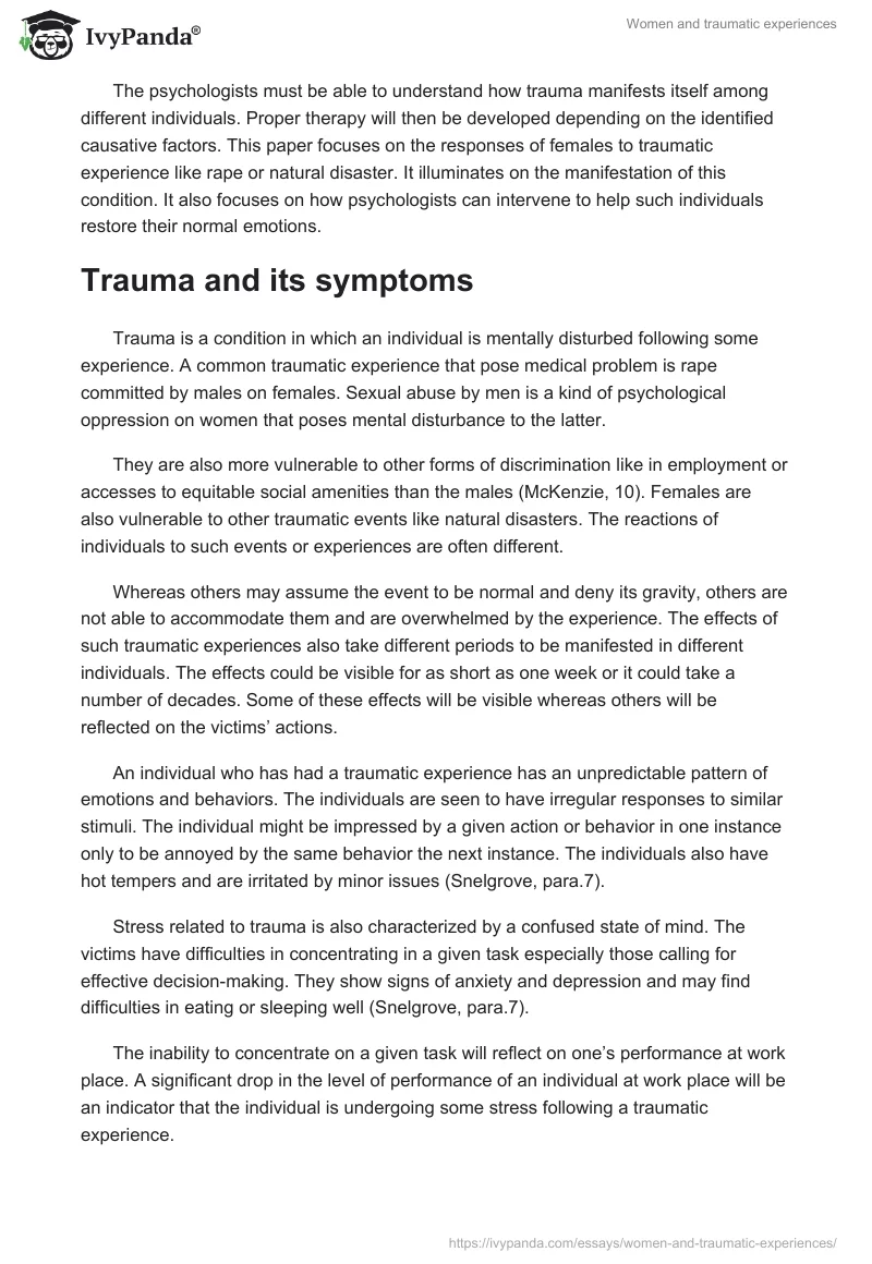 Women and traumatic experiences. Page 2