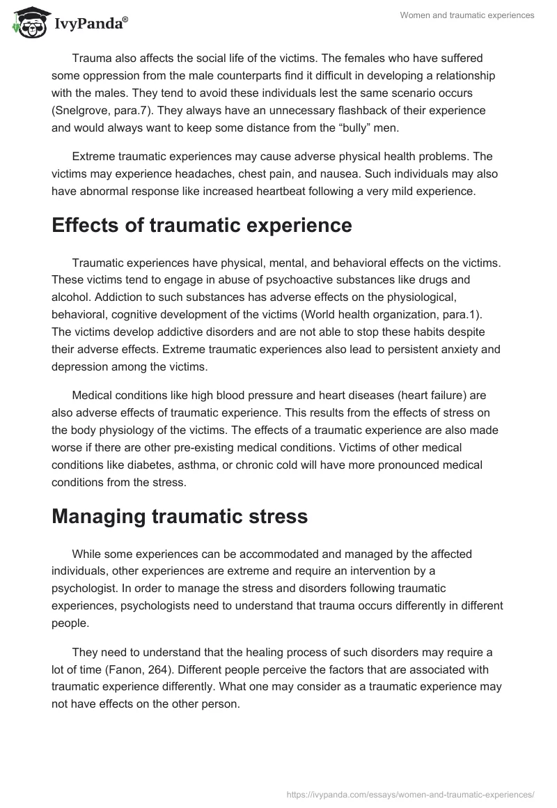 Women and traumatic experiences. Page 3