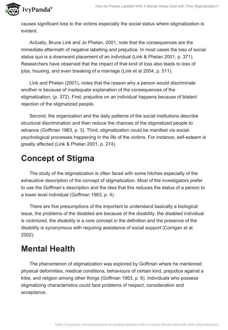 How Do People Labelled With a Mental Illness Deal With Their Stigmatization?. Page 2