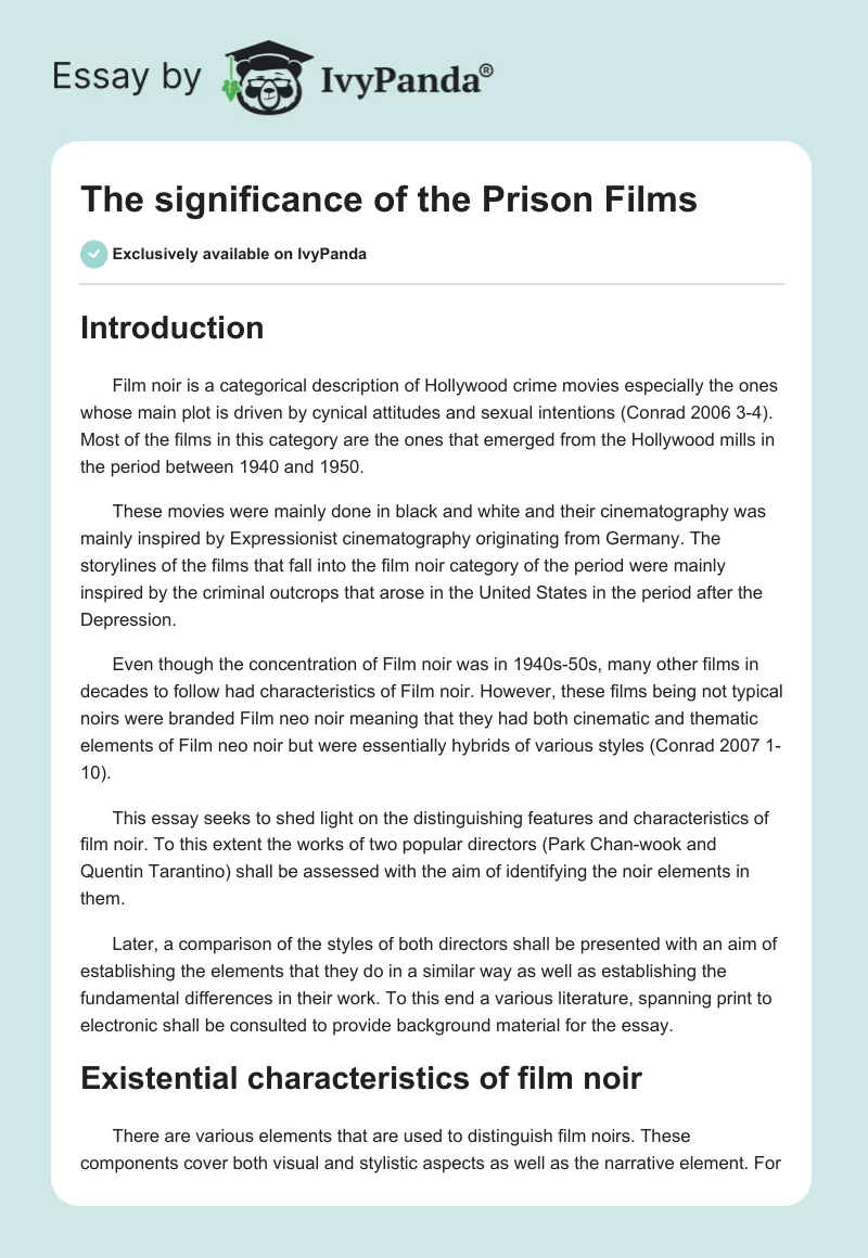 The Significance of the Prison Films. Page 1