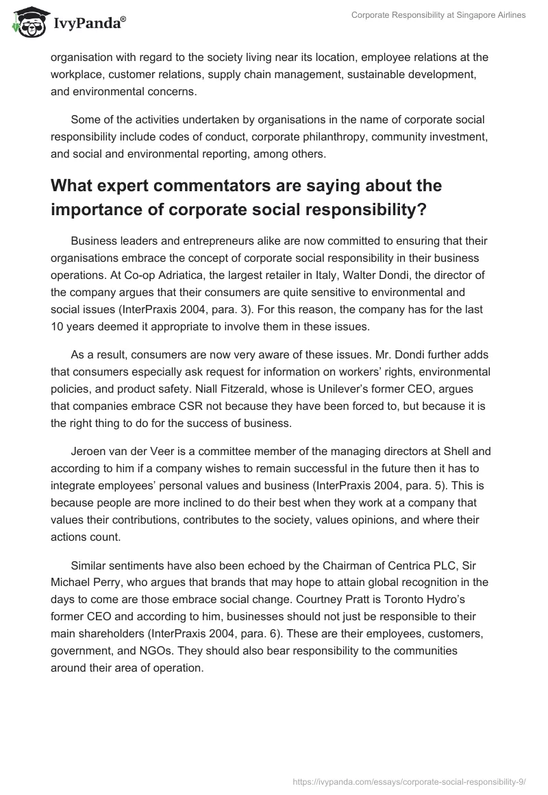 Corporate Responsibility at Singapore Airlines. Page 2
