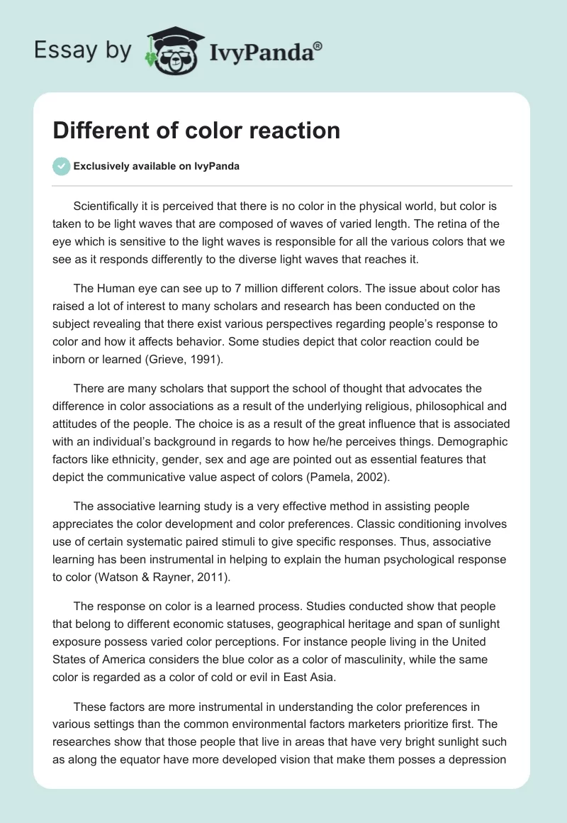 Different of color reaction. Page 1