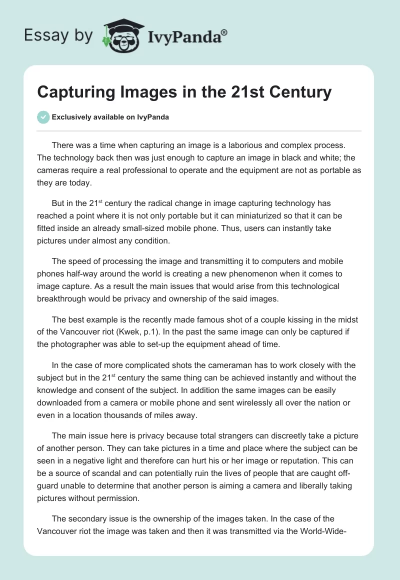 Capturing Images in the 21st Century. Page 1