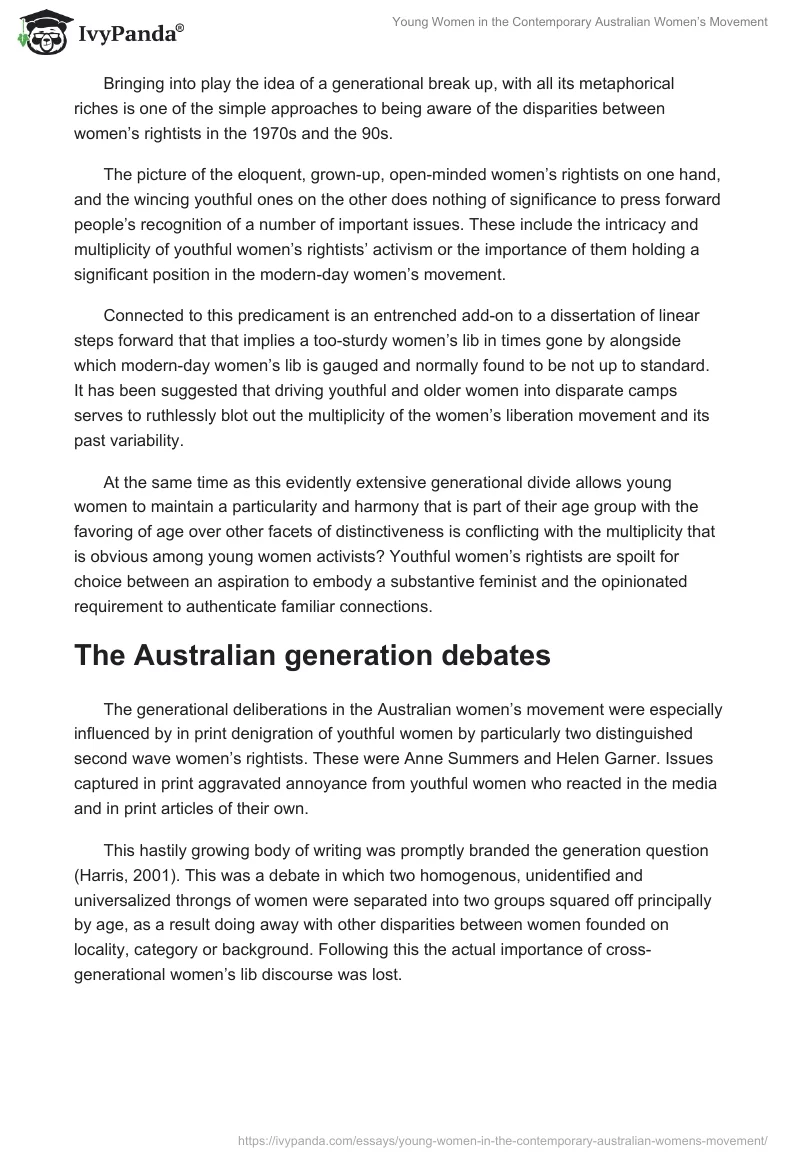 Young Women in the Contemporary Australian Women’s Movement. Page 3