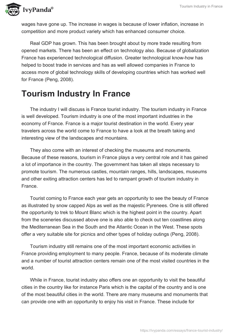 Tourism Industry in France. Page 4