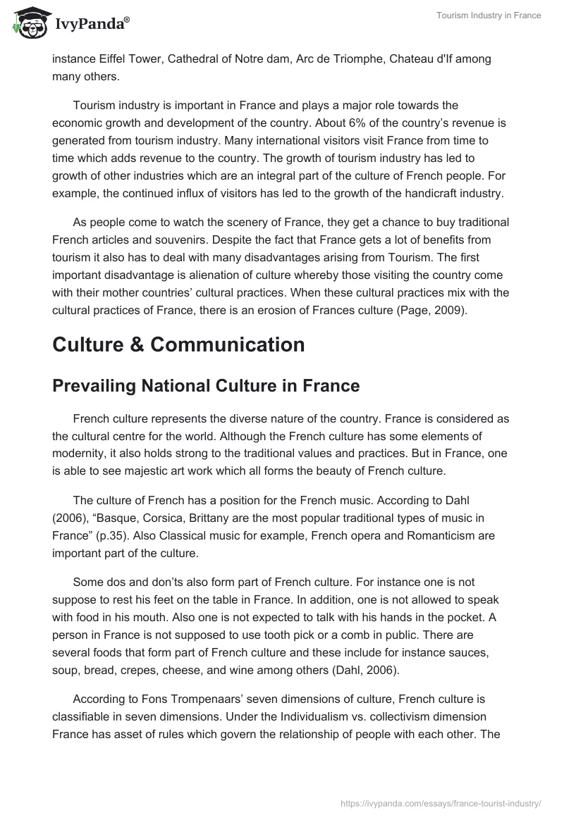 Tourism Industry in France. Page 5