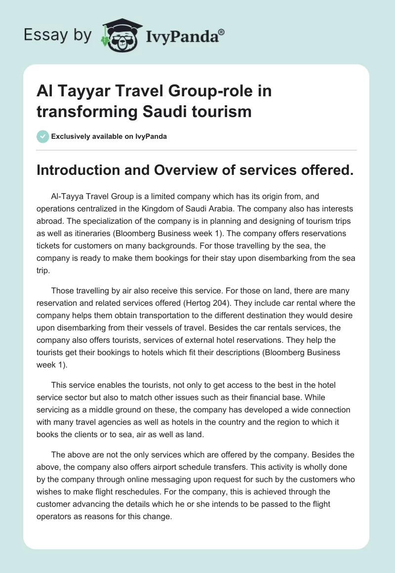 Al Tayyar Travel Group-role in transforming Saudi tourism. Page 1