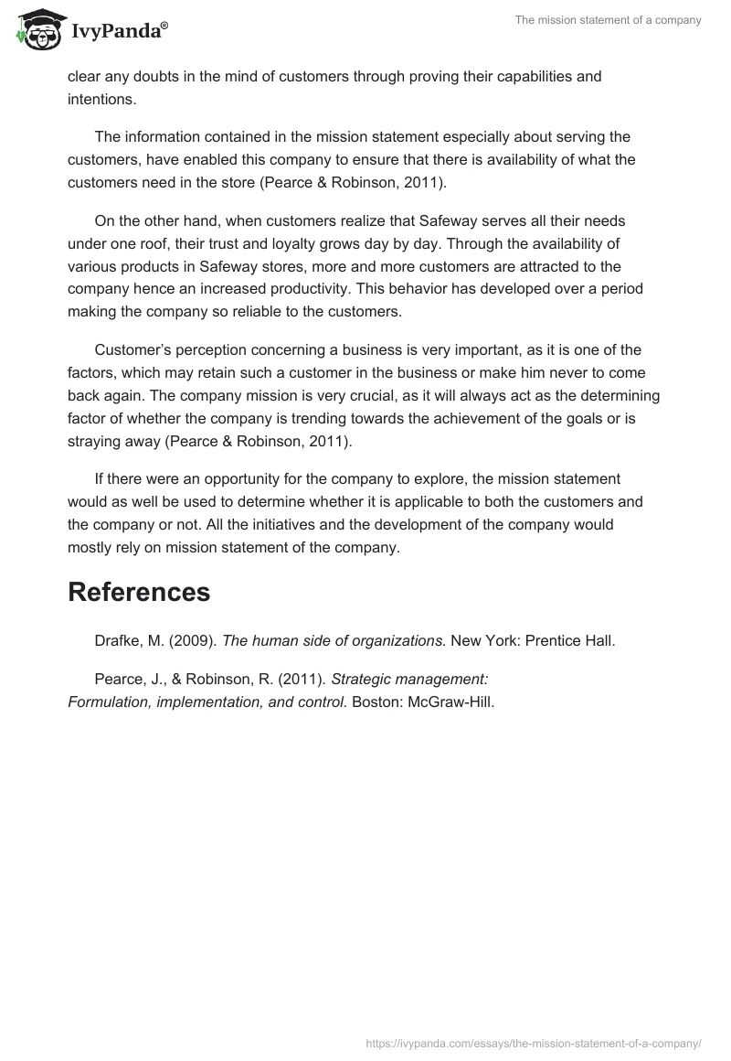 The mission statement of a company. Page 2