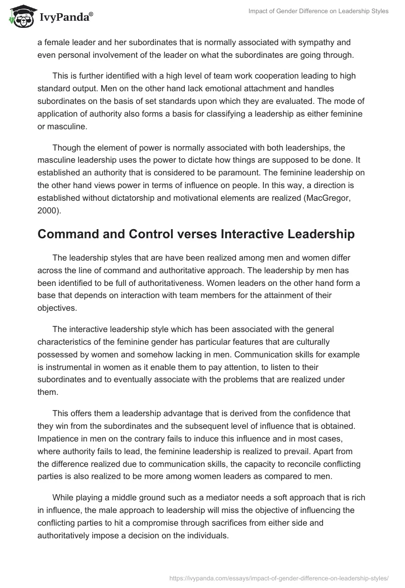 Impact of Gender Difference on Leadership Styles. Page 3