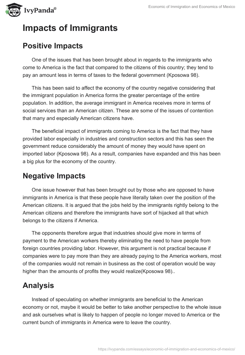 Economic of Immigration and Economics of Mexico. Page 2