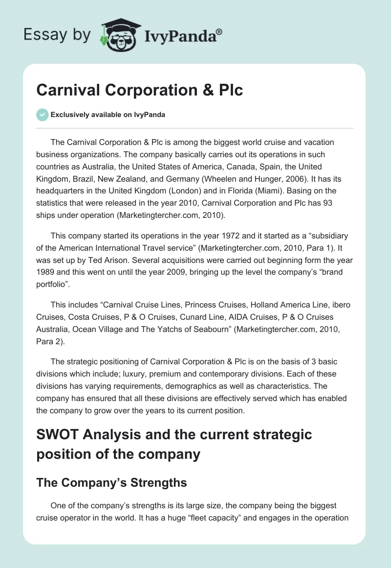 Carnival Corporation & Plc. Page 1