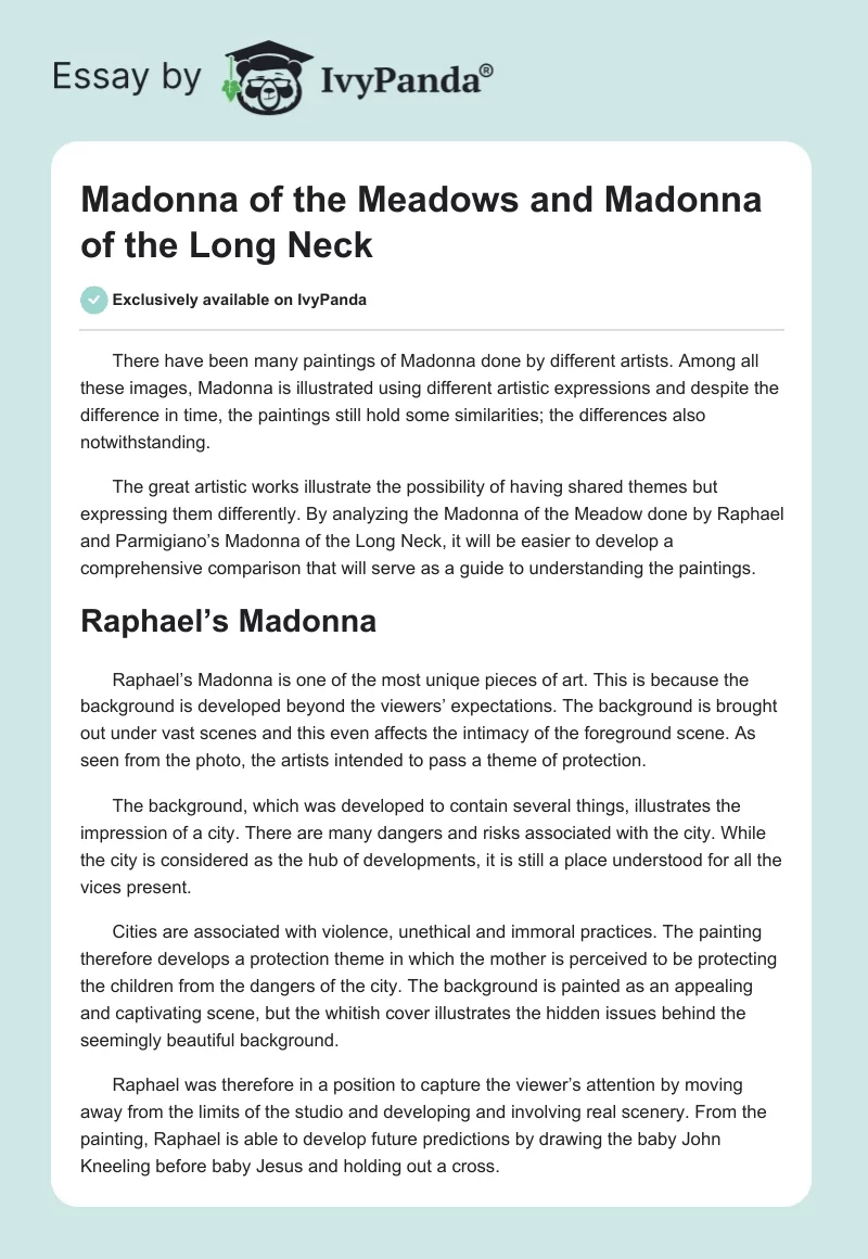 Madonna of the Meadows and Madonna of the Long Neck. Page 1