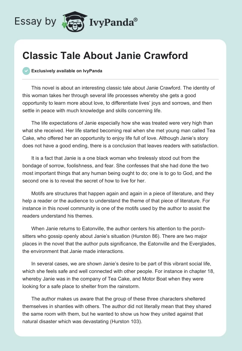 Classic Tale About Janie Crawford. Page 1