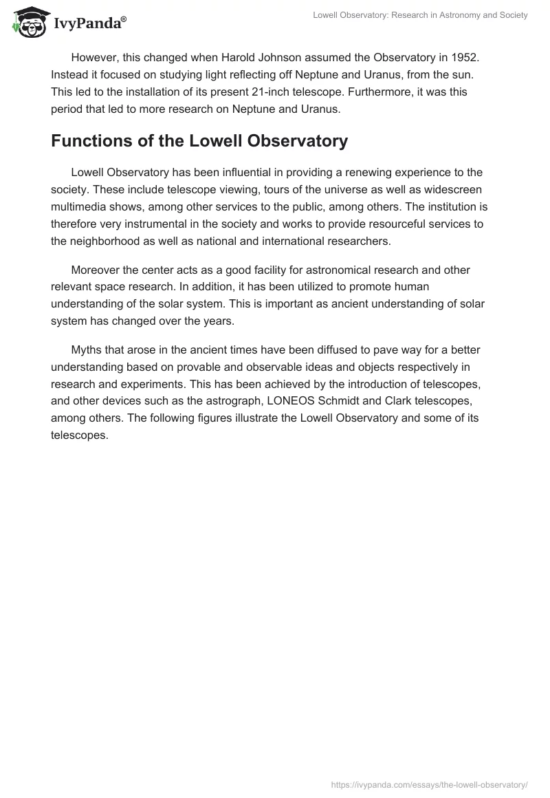 Lowell Observatory: Research in Astronomy and Society. Page 4