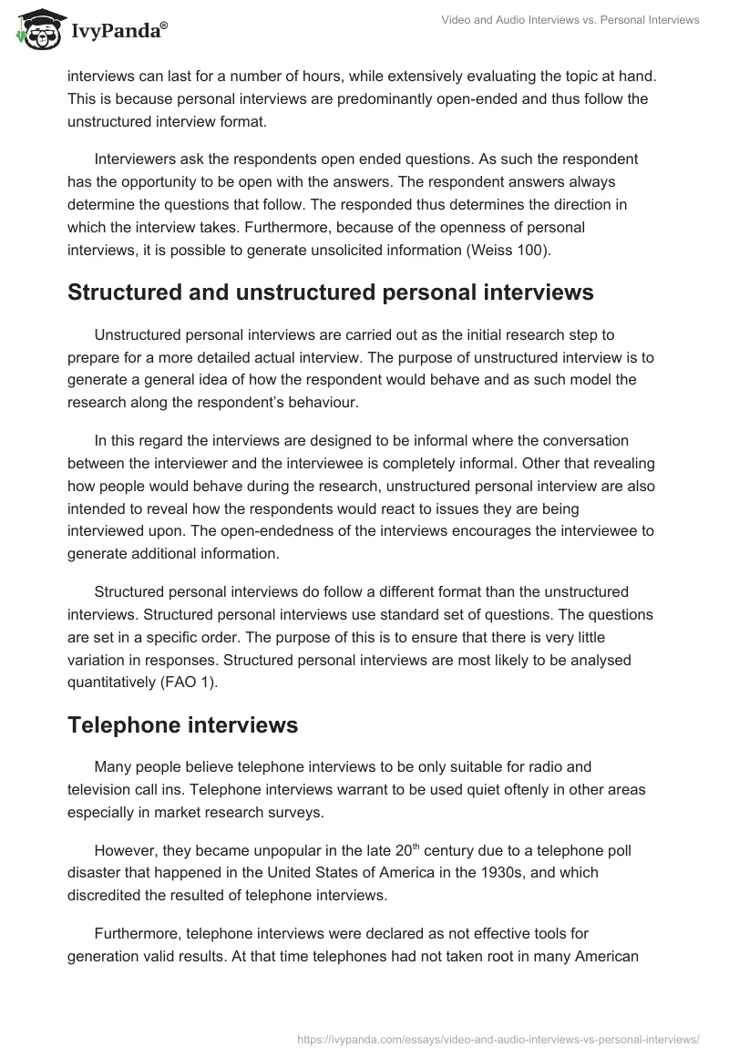 Video and Audio Interviews vs. Personal Interviews. Page 3