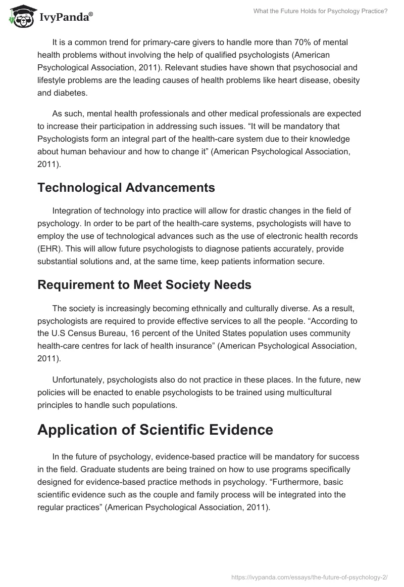 What the Future Holds for Psychology Practice?. Page 2