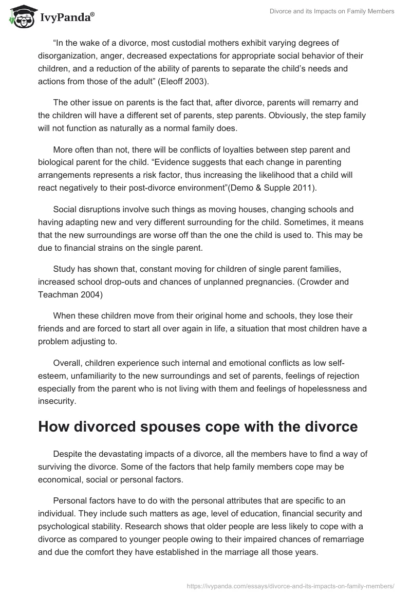 Divorce and its Impacts on Family Members. Page 4
