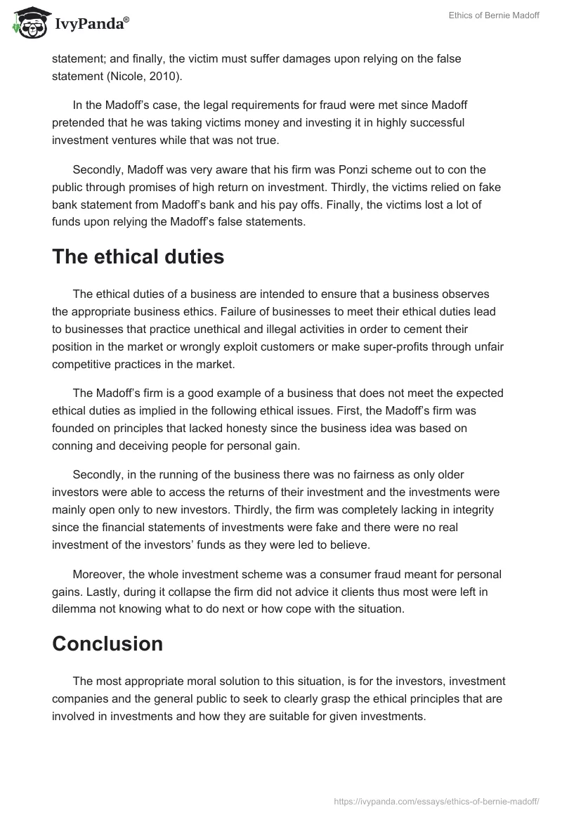 Ethics of Bernie Madoff. Page 4