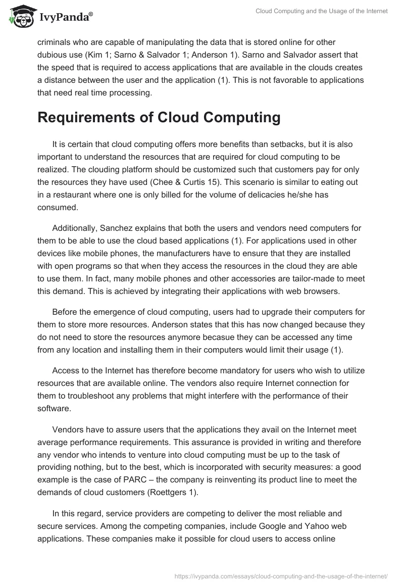 Cloud Computing and the Usage of the Internet. Page 3