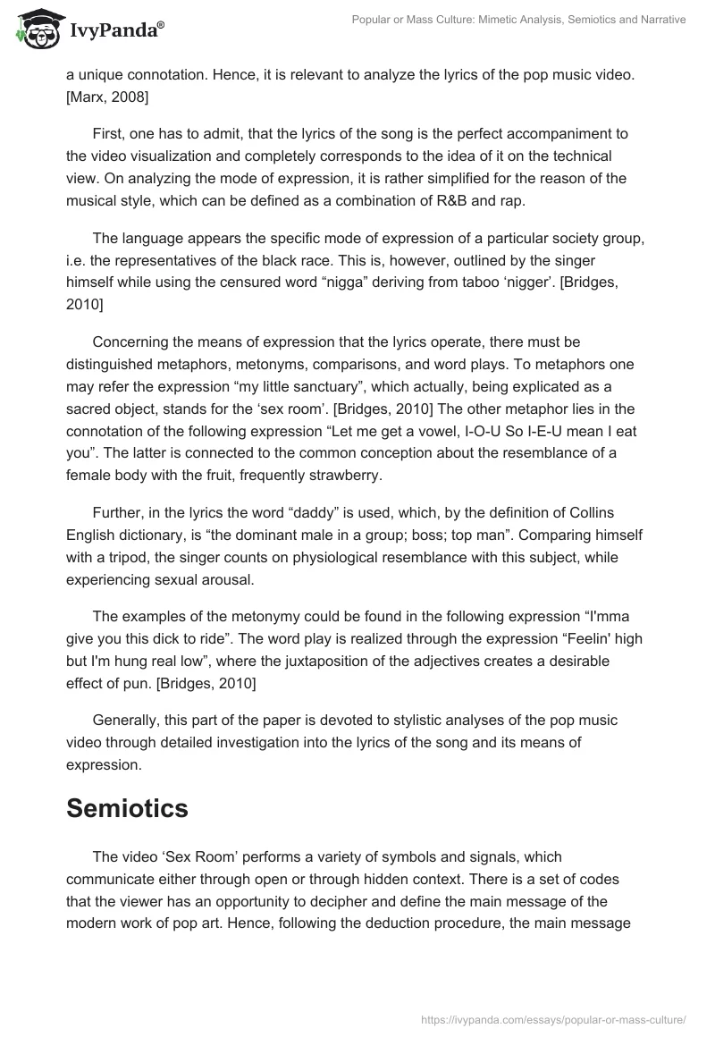 Popular or Mass Culture: Mimetic Analysis, Semiotics and Narrative. Page 2