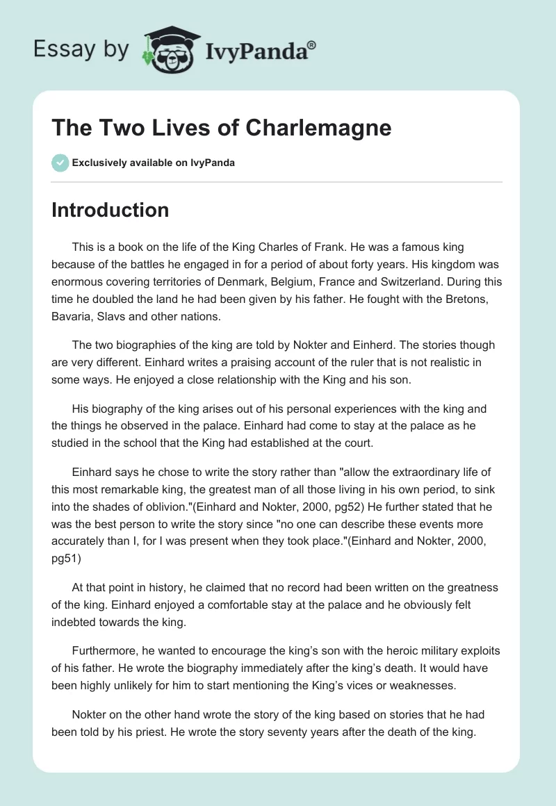 The Two Lives of Charlemagne. Page 1
