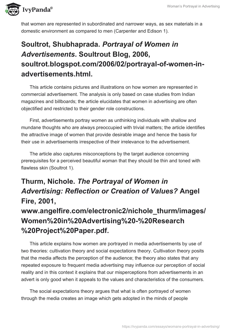 Woman’s Portrayal in Advertising. Page 2