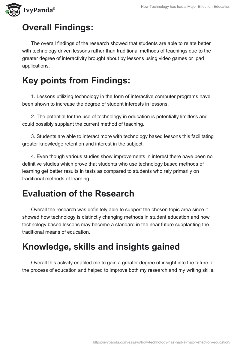 How Technology has had a Major Effect on Education. Page 5