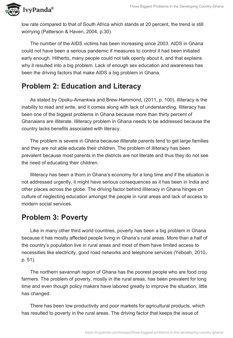 Three Biggest Problems in the Developing Country-Ghana. Page 2