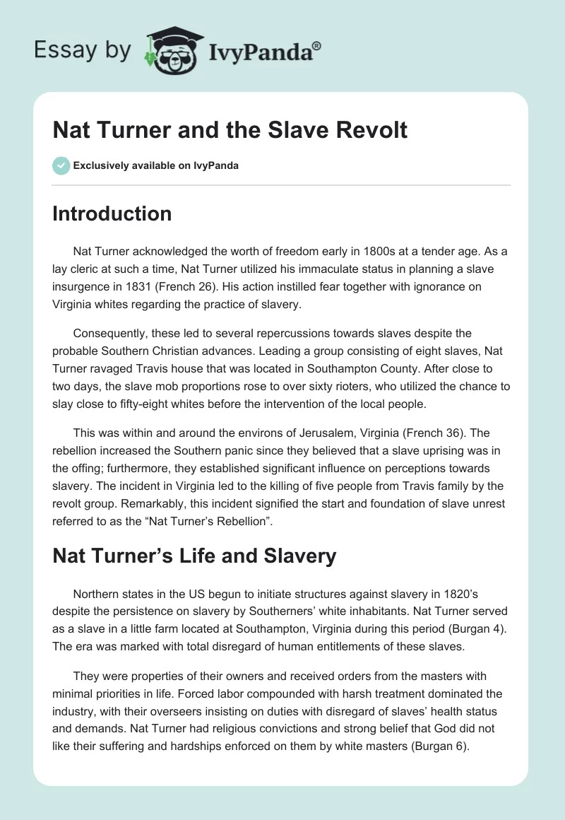 Nat Turner and the Slave Revolt. Page 1
