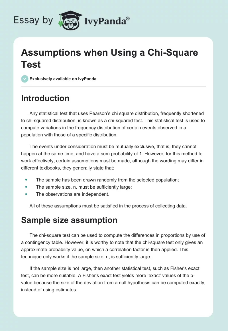 Assumptions when Using a Chi-Square Test. Page 1