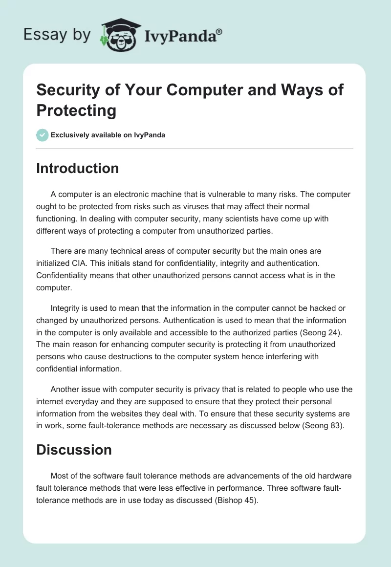 Security of Your Computer and Ways of Protecting. Page 1