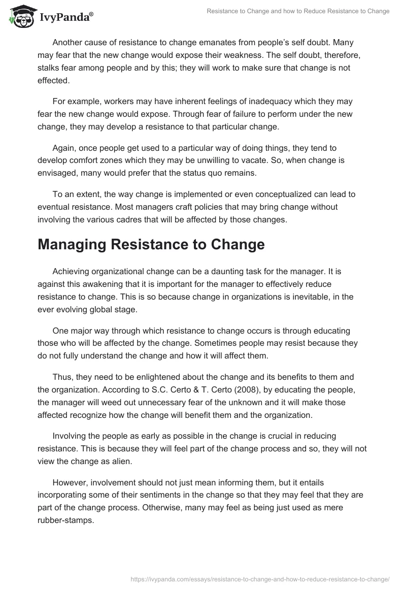 Resistance to Change and how to Reduce Resistance to Change. Page 2