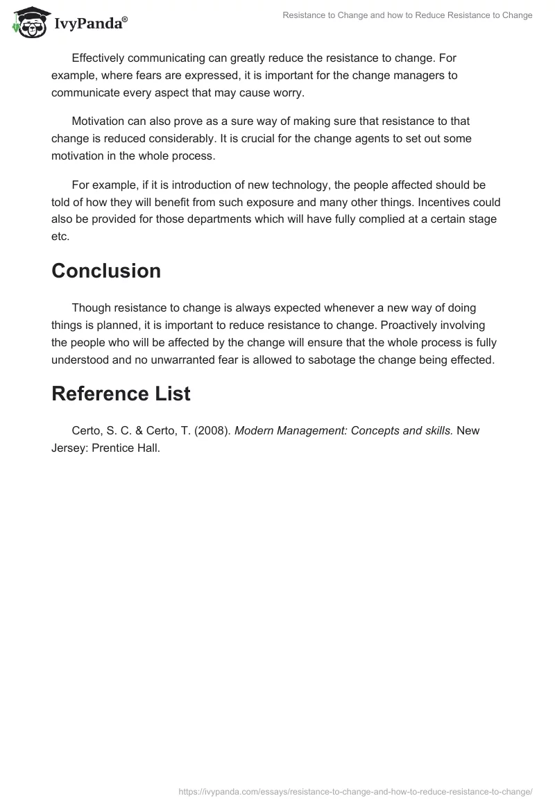 Resistance to Change and how to Reduce Resistance to Change. Page 3