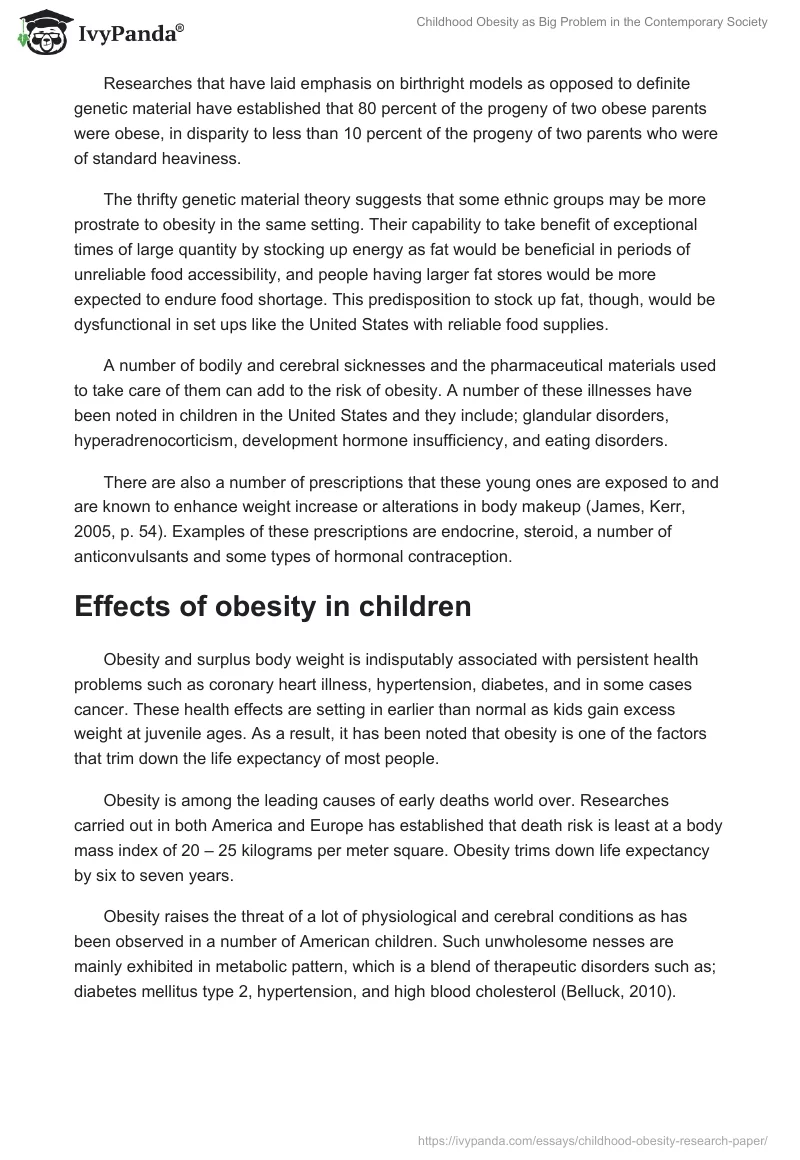 Childhood Obesity as Big Problem in the Contemporary Society. Page 4