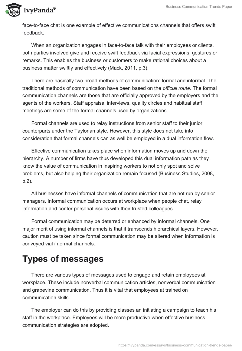 Business Communication Trends Paper. Page 2
