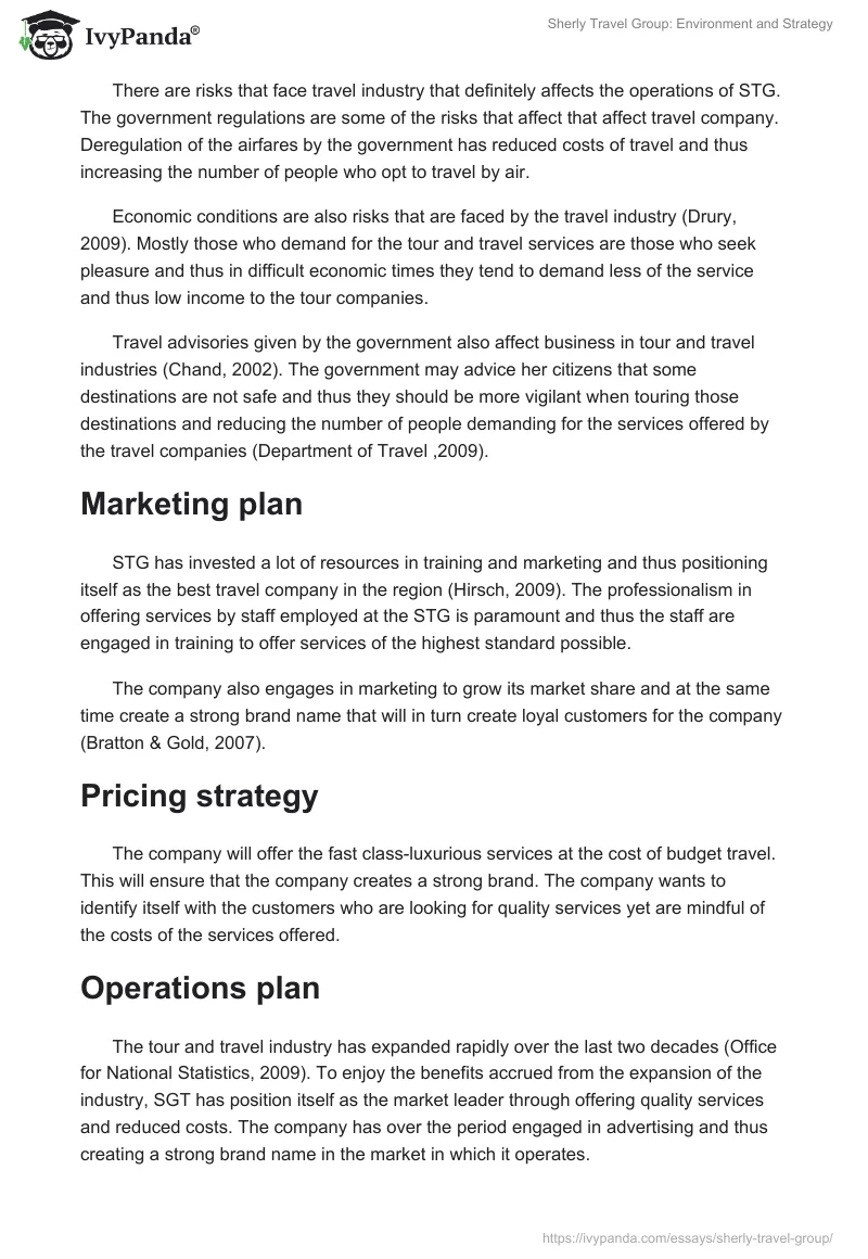 Sherly Travel Group: Environment and Strategy. Page 4