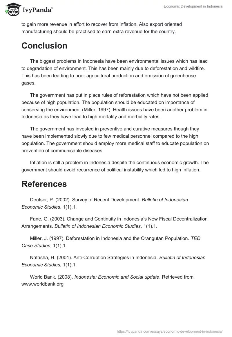 Economic Development in Indonesia. Page 5