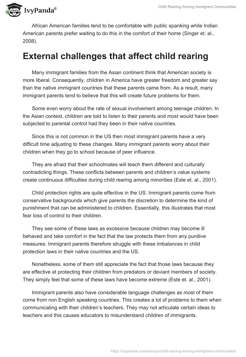 Child Rearing Among Immigrant Communities. Page 3