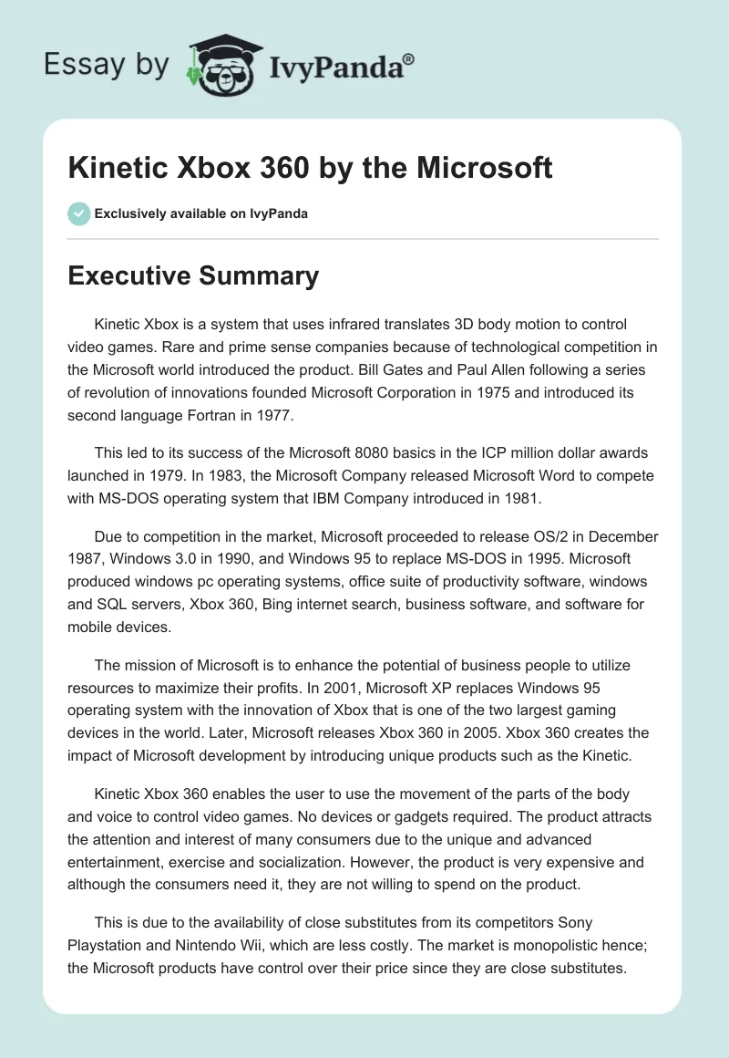 Kinetic Xbox 360 by the Microsoft. Page 1