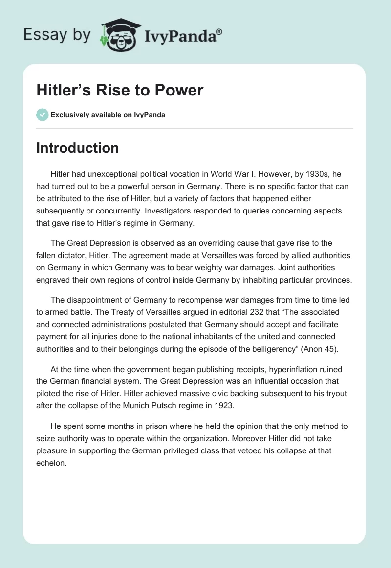 Hitler’s Rise to Power. Page 1