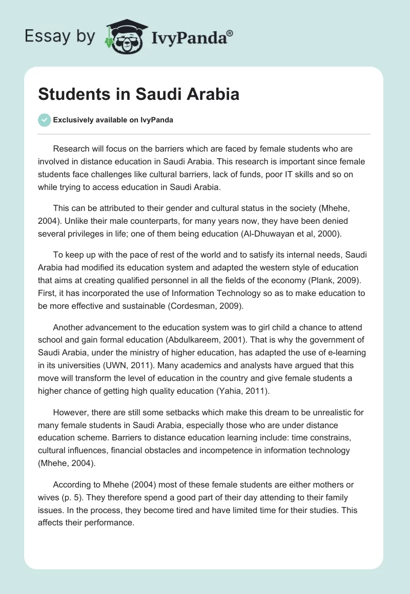Students in Saudi Arabia. Page 1