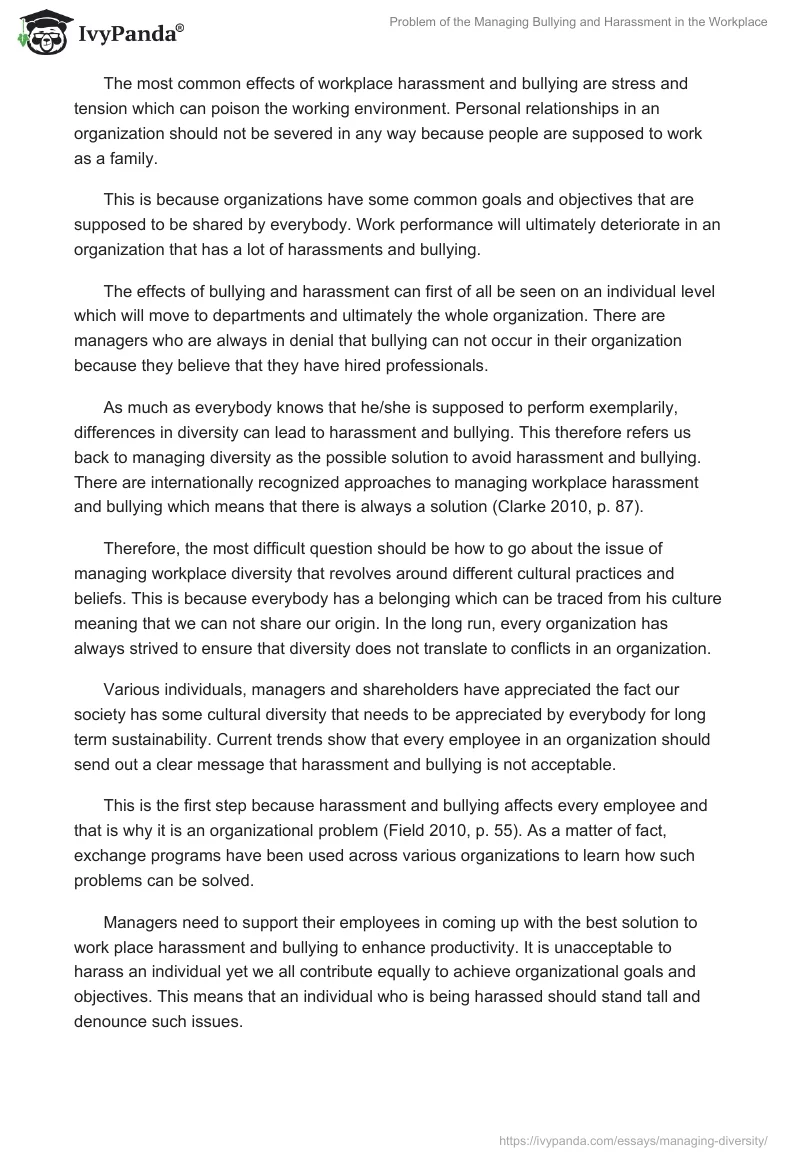 Problem of the Managing Bullying and Harassment in the Workplace. Page 3