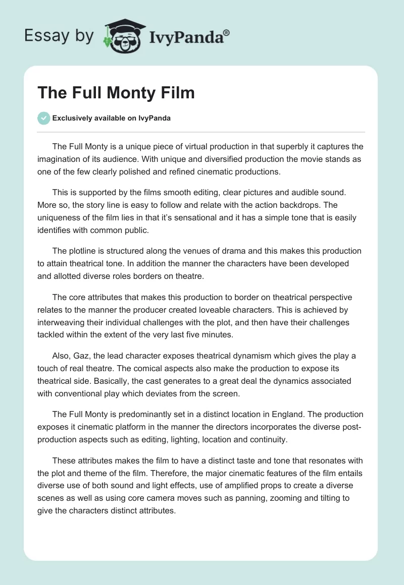 The Full Monty Film. Page 1