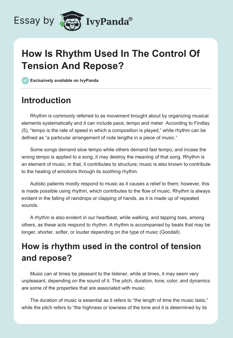 How Is Rhythm Used In The Control Of Tension And Repose?. Page 1