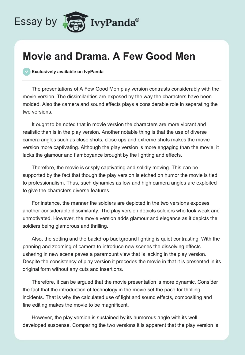 Movie and Drama. A Few Good Men. Page 1