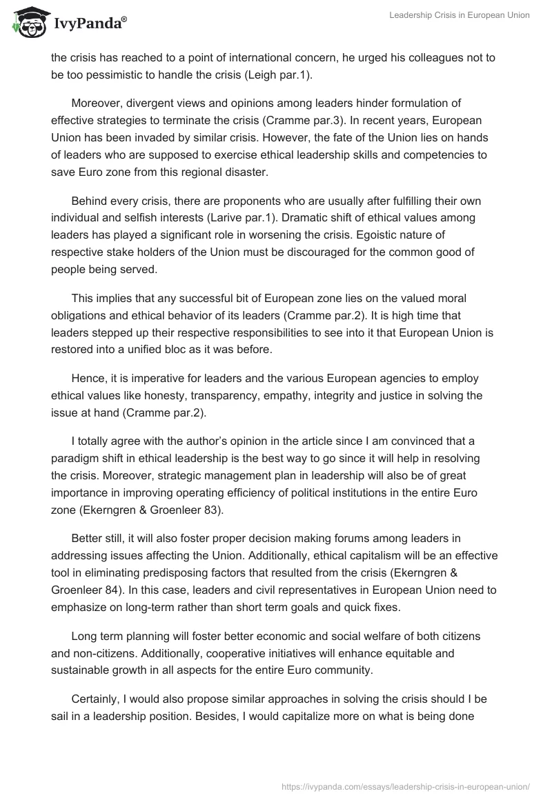 Leadership Crisis in European Union. Page 2