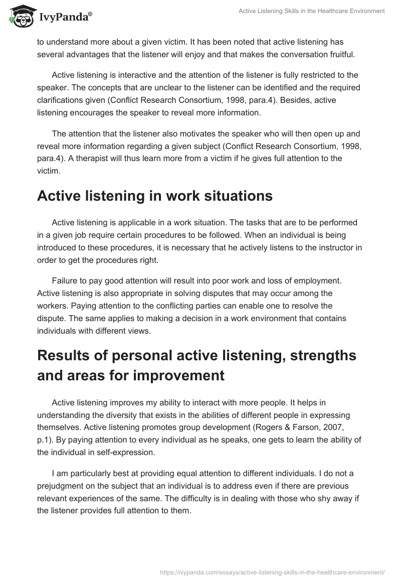 Active Listening Skills in the Healthcare Environment. Page 2