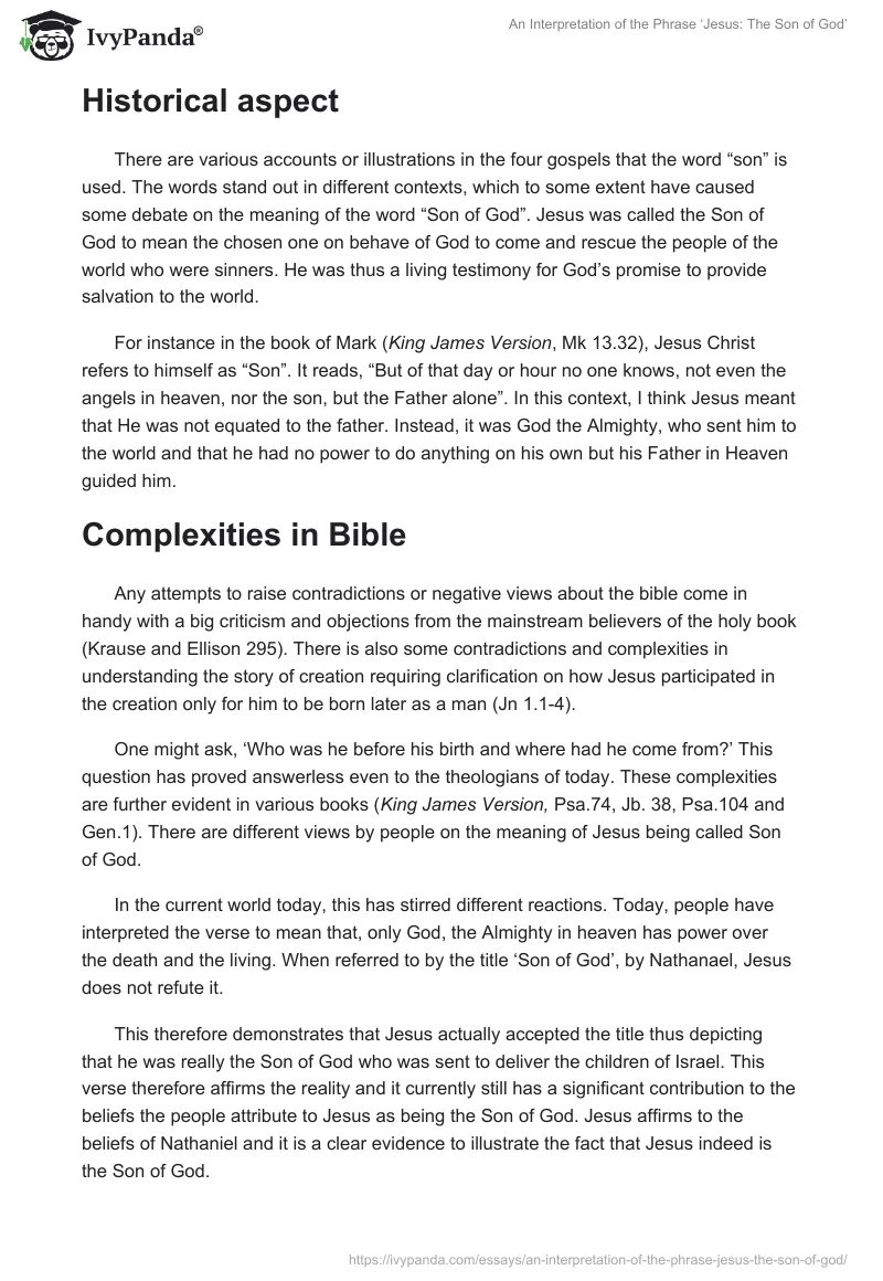 An Interpretation of the Phrase ‘Jesus: The Son of God’. Page 2