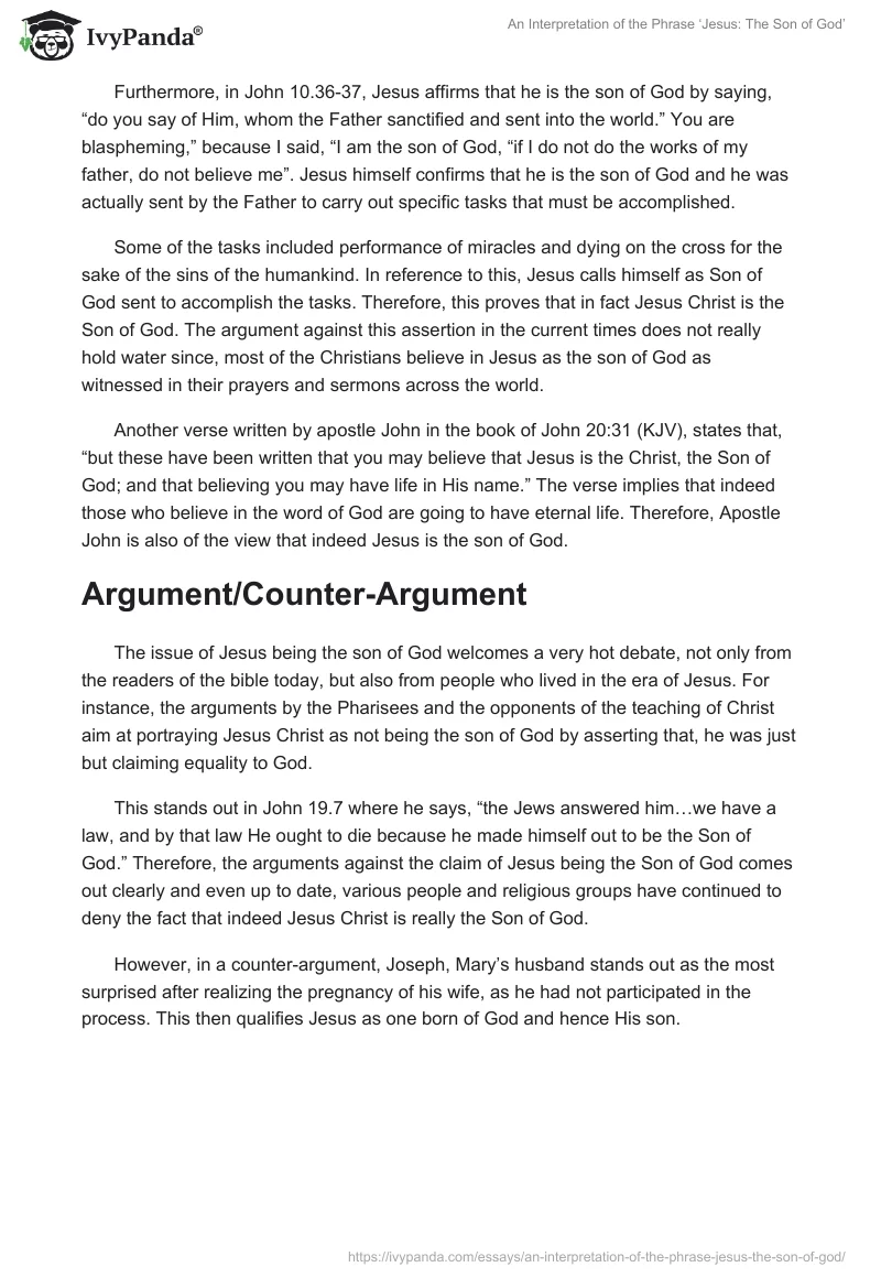 An Interpretation of the Phrase ‘Jesus: The Son of God’. Page 3